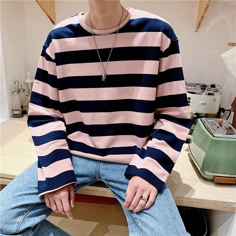 Camiseta clasica de manga larga a rayas