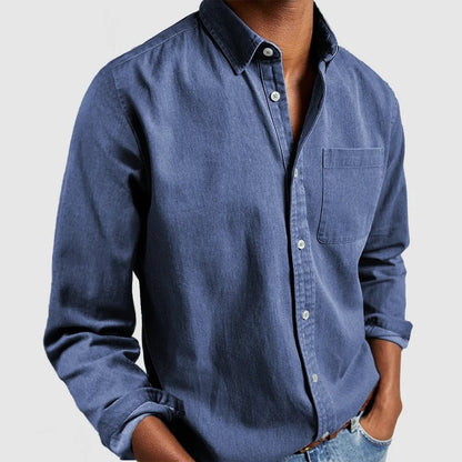 Camisa de manga larga con cuello v para hombre