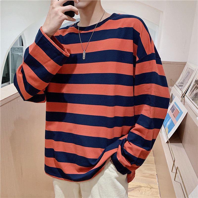 Camiseta clasica de manga larga a rayas