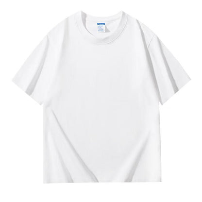 Camisetas de algodon puro de manga corta y cuello redondo con mangas holgadas para hombre y mujer.