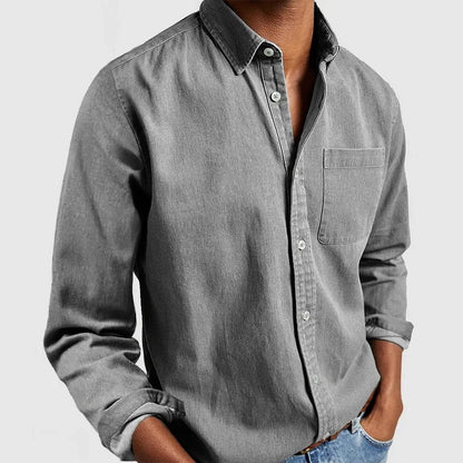Camisa de manga larga con cuello v para hombre