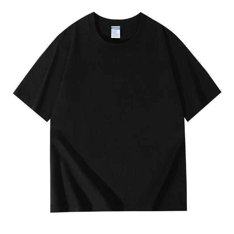 Camisetas de algodon puro de manga corta y cuello redondo con mangas holgadas para hombre y mujer.