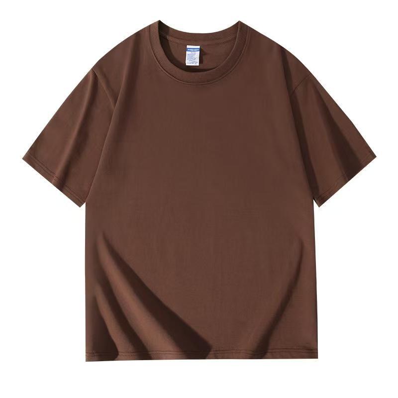 Camisetas de algodon puro de manga corta y cuello redondo con mangas holgadas para hombre y mujer.