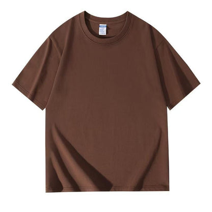 Camisetas de algodon puro de manga corta y cuello redondo con mangas holgadas para hombre y mujer.
