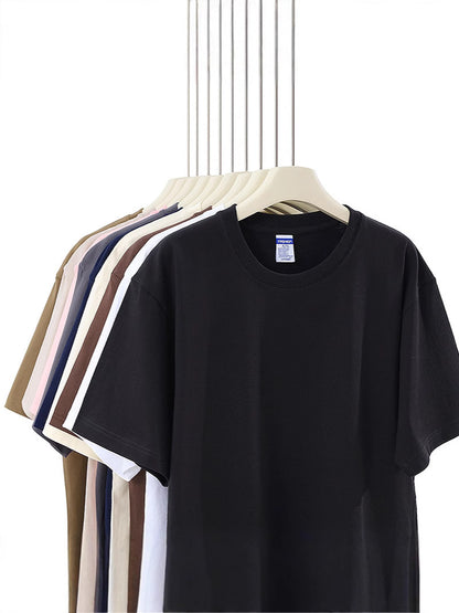 Camisetas de algodon puro de manga corta y cuello redondo con mangas holgadas para hombre y mujer.