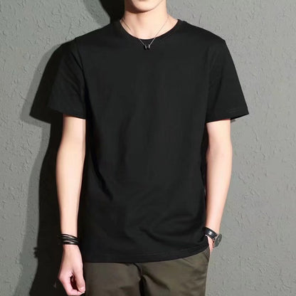 Camiseta de manga corta y cuello redondo para hombre, corte entallado