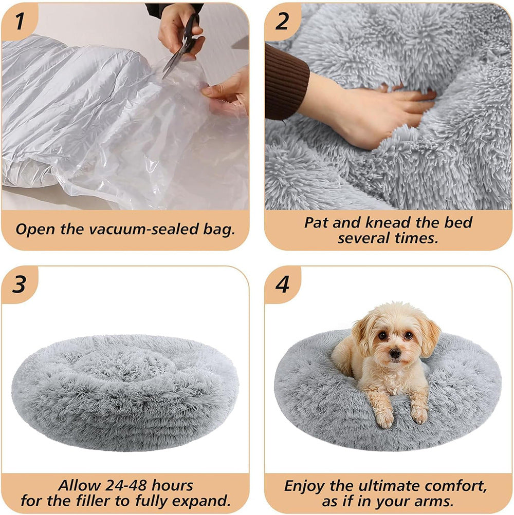 Cama tipo dona de felpa para perros peque�os y gatos