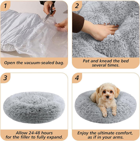 Cama tipo dona de felpa para perros peque�os y gatos