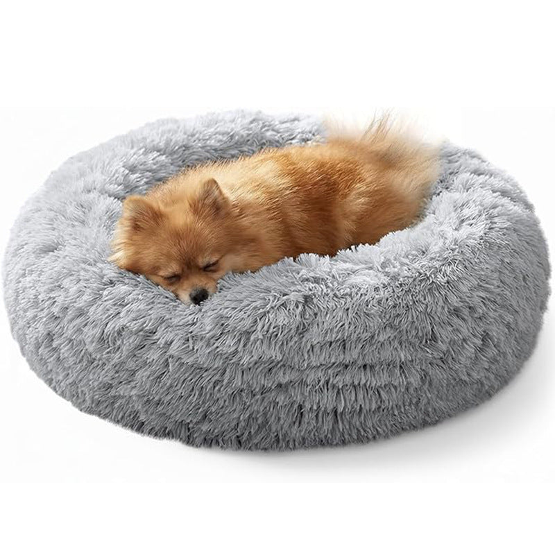 Cama tipo dona de felpa para perros peque�os y gatos