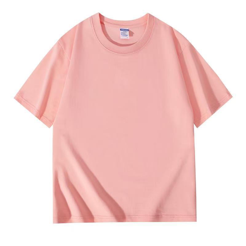 Camisetas de algodon puro de manga corta y cuello redondo con mangas holgadas para hombre y mujer.