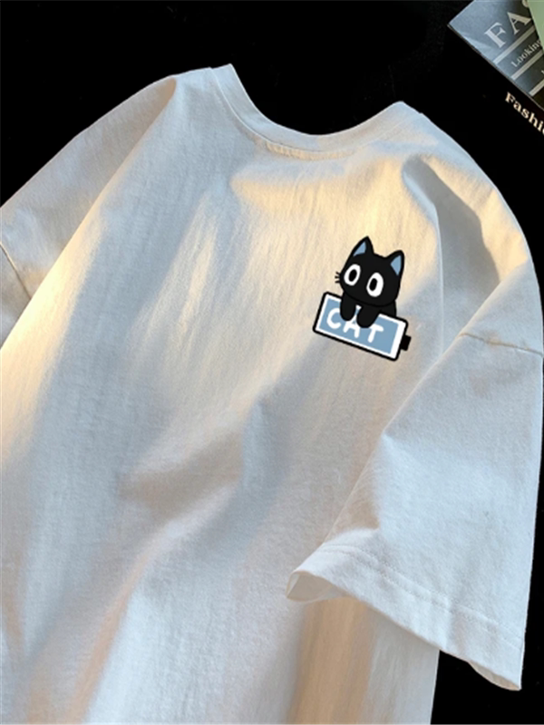 Camiseta de algodon de gramaje alto con estampado de gatito
