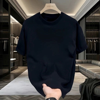 Camiseta de manga corta y cuello redondo para hombre, corte entallado