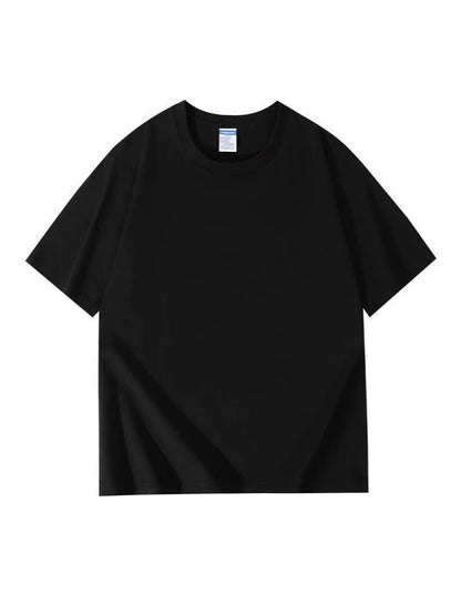 Camisetas de algodon puro de manga corta y cuello redondo con mangas holgadas para hombre y mujer.