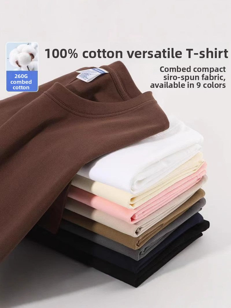 Camisetas de algodon puro de manga corta y cuello redondo con mangas holgadas para hombre y mujer.