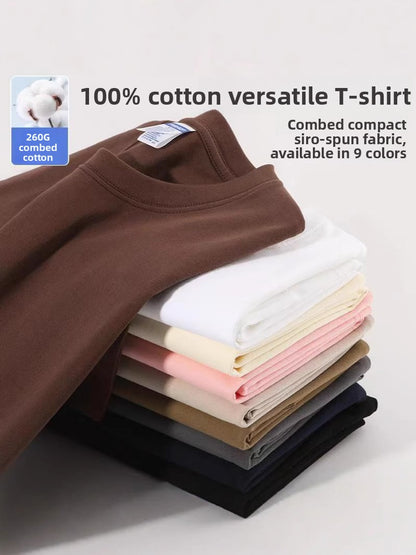 Camisetas de algodon puro de manga corta y cuello redondo con mangas holgadas para hombre y mujer.