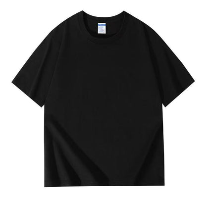 Camisetas de algodon puro de manga corta y cuello redondo con mangas holgadas para hombre y mujer.