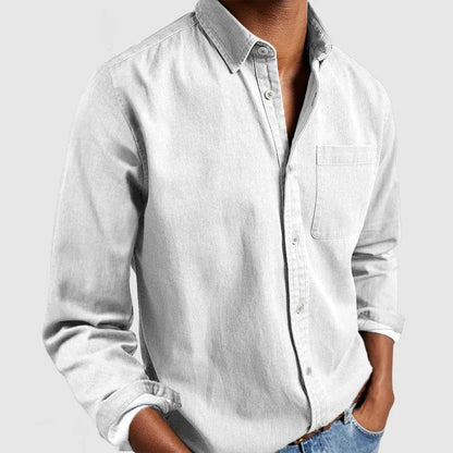 Camisa de manga larga con cuello v para hombre