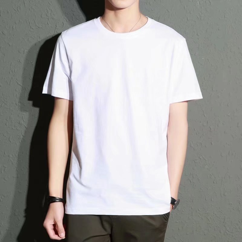 Camiseta de manga corta y cuello redondo para hombre, corte entallado