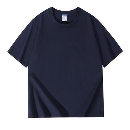 Camisetas de algodon puro de manga corta y cuello redondo con mangas holgadas para hombre y mujer.