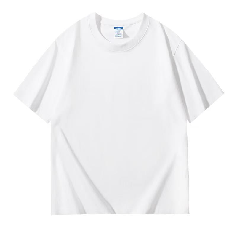 Camisetas de algodon puro de manga corta y cuello redondo con mangas holgadas para hombre y mujer.