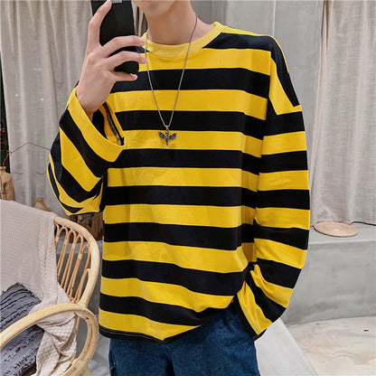 Camiseta clasica de manga larga a rayas