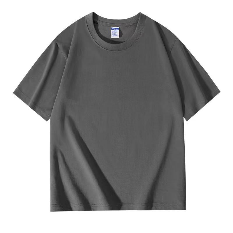 Camisetas de algodon puro de manga corta y cuello redondo con mangas holgadas para hombre y mujer.