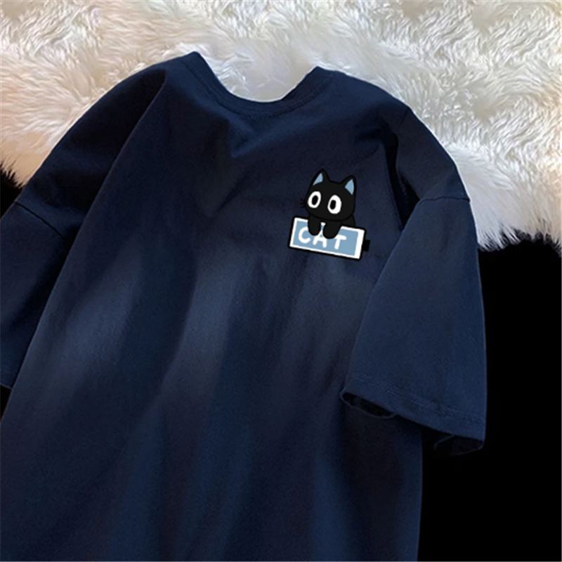 Camiseta de algodon de gramaje alto con estampado de gatito
