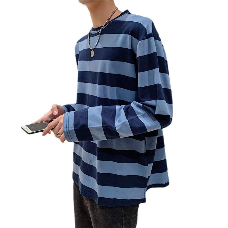 Camiseta clasica de manga larga a rayas