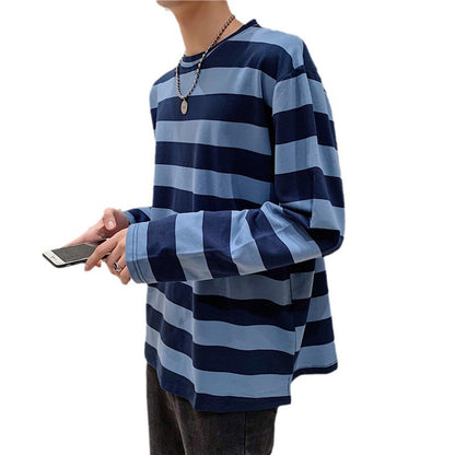 Camiseta clasica de manga larga a rayas