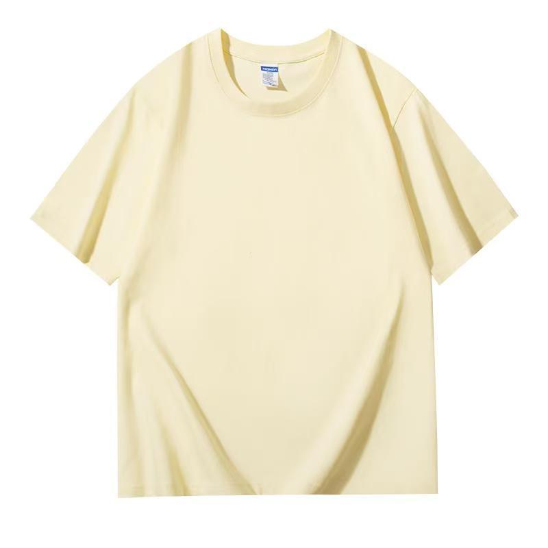 Camisetas de algodon puro de manga corta y cuello redondo con mangas holgadas para hombre y mujer.