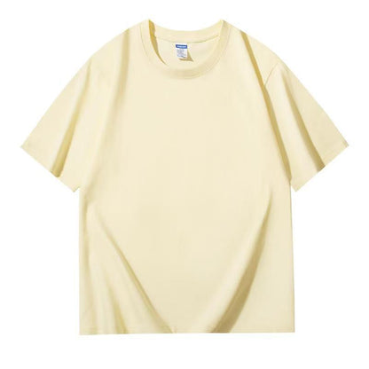 Camisetas de algodon puro de manga corta y cuello redondo con mangas holgadas para hombre y mujer.