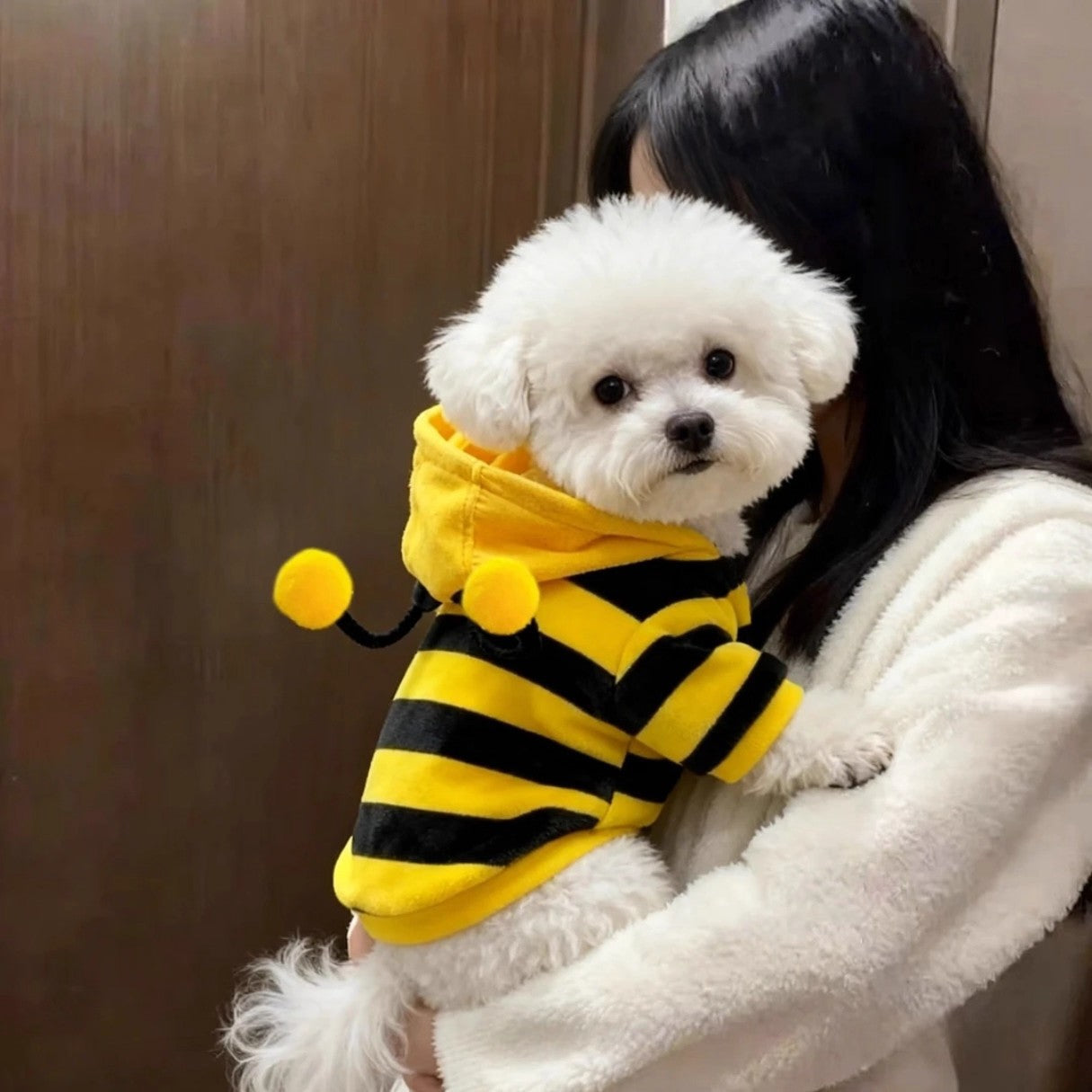 Abrigo de invierno calido de forro polar para perros pequeños con un adorable diseño de abeja